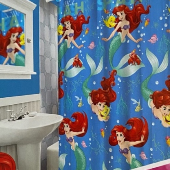 the little mermaid shower curtain NWOT Disney no hooks disney princess - Picture 2 of 8